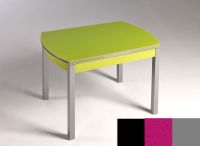 Logo Table hercule 115x75 - plateau noir - pieds argent - ceinture en bois laque magenta energy 1992_noir_argent_bl-magenta-energy