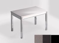 Logo Table mensa 100x60 extension melamin� - plateau gris expo - pieds noir - ceinture en bois laque noir 2331_gris-expo_noir_bl-noir