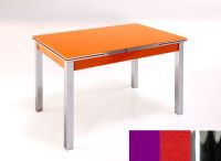 Logo Table mensa ext 110x70 - plateau magenta - pieds chrome - ceinture en bois laque rouge 2040_magenta_chrome_bl-rouge