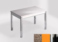 Logo Table mensa 100x60 extension melamin� - plateau beige daphne - pieds chrome - ceinture en bois laque 2331_beige-daphne_chrome_bl