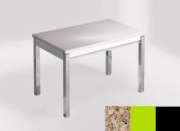 Logo Table mensa 100x60 extension melamin� - plateau kona beige - pieds noir - ceinture en bois laque ver 2331_kona-beige_noir_bl-ver