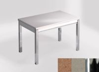 Logo Table mensa 100x60 extension melamin� - plateau coral troya - pieds chrome - ceinture en bois laque  2331_coral-troya_chrome_bl-
