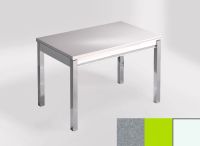 Logo Table mensa 110x70 extension m�lamin� - plateau aluminium nube - pieds blanc - ceinture en bois laqu 2332_aluminium-nube_blanc_b