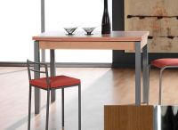 Logo Table mensa ext 120x80 - plateau noyer - pieds chrome - ceinture en bois laque noyer 3461_noyer_chrome_bl-noyer