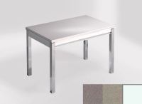 Logo Table mensa 100x60 extension melamin� - plateau gris expo - pieds blanc - ceinture en bois laque ino 2331_gris-expo_blanc_bl-ino