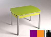 Logo Table hercule 130x80 - plateau magenta - pieds chrome - ceinture en bois laque orange cool 2000_magenta_chrome_bl-orange-cool