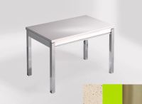 Logo Table mensa ext 100x60 - plateau blanco capri - pieds inox - ceinture en bois laque vert 2320_blanco-capri_inox_bl-vert
