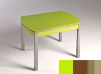 Logo Table hercule 115x75 - plateau vert - pieds inox - ceinture en bois laque noyer 1992_vert_inox_bl-noyer