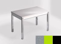 Logo Table mensa 100x60 extension melamin� - plateau aluminium nube - pieds noir - ceinture en bois laque 2331_aluminium-nube_noir_bl