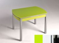 Logo Table hercule 105x60 - plateau vert - pieds chrome - ceinture en bois laque blanc 1989_vert_chrome_bl-blanc