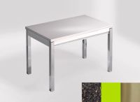 Logo Table mensa 100x60 extension melamin� - plateau rain forest - pieds inox - ceinture en bois laque ve 2331_rain-forest_inox_bl-ve
