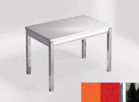 Logo Table mensa 100x60 extension melamin� - plateau naranja cool - pieds chrome - ceinture en bois laque 2331_naranja-cool_chrome_bl