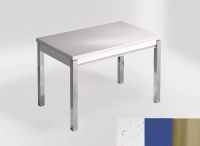 Logo Table mensa 100x60 extension melamin� - plateau mont blanc - pieds inox - ceinture en bois laque ble 2331_mont-blanc_inox_bl-ble