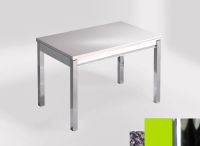 Logo Table mensa ext 100x60 - plateau blue safita - pieds chrome - ceinture en bois laque vert 2320_blue-safita_chrome_bl-vert