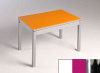 Logo Table mensa verre ext. melamin� 100x50 - plateau extra white - pieds chrome - ceinture en bois laque 2858_extra-white_chrome_bl-