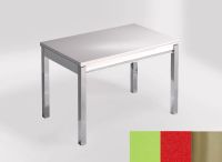 Logo Table mensa ext 110x70 - plateau verde fun - pieds inox - ceinture en bois laque rouge 2321_verde-fun_inox_bl-rouge