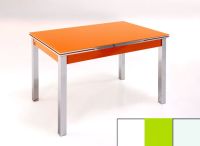 Logo Table mensa ext 135x80 - plateau extra white - pieds blanc - ceinture en bois laque vert 2045_extra-white_blanc_bl-vert