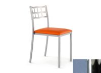 Logo Chaise marguerite - assise en vinyltech bleu gris - pieds chrome 2634_vt-bleu-gris_chrome