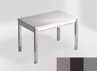 Logo Table mensa 100x60 extension melamin� - plateau gris expo - pieds argent - ceinture en bois laque no 2331_gris-expo_argent_bl-no