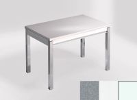 Logo Table mensa 110x70 extension m�lamin� - plateau aluminium nube - pieds blanc - ceinture en bois laqu 2332_aluminium-nube_blanc_b