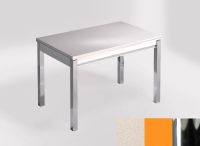 Logo Table mensa ext 110x70 - plateau blanco norte - pieds chrome - ceinture en bois laque orange cool 2321_blanco-norte_chrome_bl-or