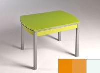 Logo Table hercule 130x80 - plateau orange - pieds blanc - ceinture en bois laque jaune dream 2000_orange_blanc_bl-jaune-dream