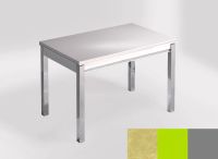 Logo Table mensa ext 100x60 - plateau rhine - pieds argent - ceinture en bois laque vert 2320_rhine_argent_bl-vert