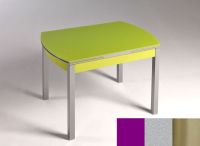 Logo Table hercule 115x75 - plateau magenta - pieds inox - ceinture en bois laque argent 1992_magenta_inox_bl-argent