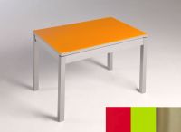 Logo Table mensa verre ext. melamin� 100x60 - plateau rouge - pieds inox - ceinture en bois laque vert 2869_rouge_inox_bl-vert