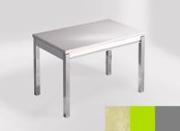 Logo Table mensa 100x60 extension melamin� - plateau tigris sand - pieds argent - ceinture en bois laque  2331_tigris-sand_argent_bl-