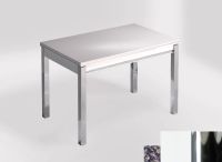 Logo Table mensa 110x70 extension m�lamin� - plateau blue safita - pieds chrome - ceinture en bois laque  2332_blue-safita_chrome_bl-