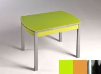 Logo Table hercule 130x80 - plateau vert - pieds chrome - ceinture en bois laque jaune dream 2000_vert_chrome_bl-jaune-dream