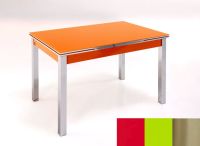 Logo Table mensa ext 135x80 - plateau rouge - pieds inox - ceinture en bois laque vert 2045_rouge_inox_bl-vert