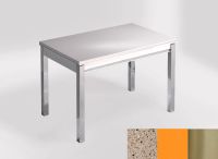 Logo Table mensa ext 100x60 - plateau perla diana - pieds inox - ceinture en bois laque orange cool 2320_perla-diana_inox_bl-orange-c