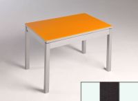 Logo Table mensa  verre ext. melamin� 110x70 - plateau blanc - pieds blanc - ceinture en bois laque noir 2859_blanc_blanc_bl-noir