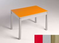 Logo Table mensa  verre ext. melamin� 110x70 - plateau rouge - pieds inox - ceinture en bois laque argent 2859_rouge_inox_bl-argent