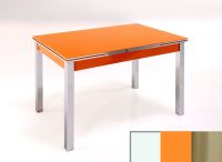 Logo Table mensa ext 100x60 - plateau blanc - pieds inox - ceinture en bois laque orange 2035_blanc_inox_bl-orange
