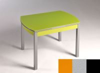 Logo Table hercule 115x75 - plateau orange - pieds noir - ceinture en bois laque argent 1992_orange_noir_bl-argent