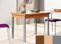 Logo Table hercule 120x70 - plateau noyer - pieds argent - ceinture en bois laque hetre 1995_noyer_argent_bl-hetre