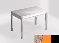 Logo Table mensa 110x70 extension m�lamin� - plateau kona beige - pieds noir - ceinture en bois laque ora 2332_kona-beige_noir_bl-ora