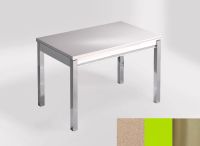 Logo Table mensa 100x60 extension melamin� - plateau creme minerva - pieds inox - ceinture en bois laque  2331_creme-minerva_inox_bl-