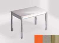 Logo Table mensa 110x70 extension m�lamin� - plateau naranja cool - pieds inox - ceinture en bois laque i 2332_naranja-cool_inox_bl-i