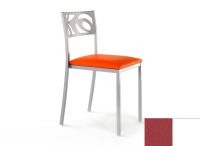 Logo Chaise an�mone - assise en vinyltech marron rouge - pieds blanc 2631_vt-marron-rouge_blanc