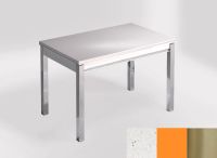 Logo Table mensa 110x70 extension m�lamin� - plateau mont blanc - pieds inox - ceinture en bois laque ora 2332_mont-blanc_inox_bl-ora