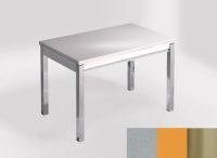Logo Table mensa 100x60 extension melamin� - plateau khenso - pieds inox - ceinture en bois laque jaune d 2331_khenso_inox_bl-jaune-d