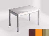 Logo Table mensa ext 100x60 - plateau satori - pieds inox - ceinture en bois laque orange cool 2320_satori_inox_bl-orange-cool