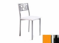 Logo Chaise jasmin - assise en vinyltech orange fort - pieds chrome 2727_vt-orange-fort_chrome