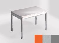 Logo Table mensa 110x70 extension m�lamin� - plateau naranja cool - pieds argent - ceinture en bois laque 2332_naranja-cool_argent_bl