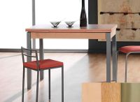 Logo Table mensa ext 120x80 - plateau hetre - pieds inox - ceinture en bois laque chene 3461_hetre_inox_bl-chene