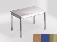 Logo Table mensa 100x60 extension melamin� - plateau beige olimpo - pieds inox - ceinture en bois laque b 2331_beige-olimpo_inox_bl-b